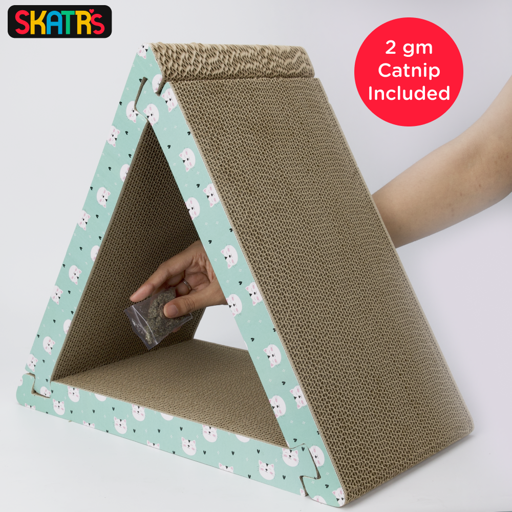 Skatrs Cute Triangle Cat Scratcher with 2g Premium Catnip Free