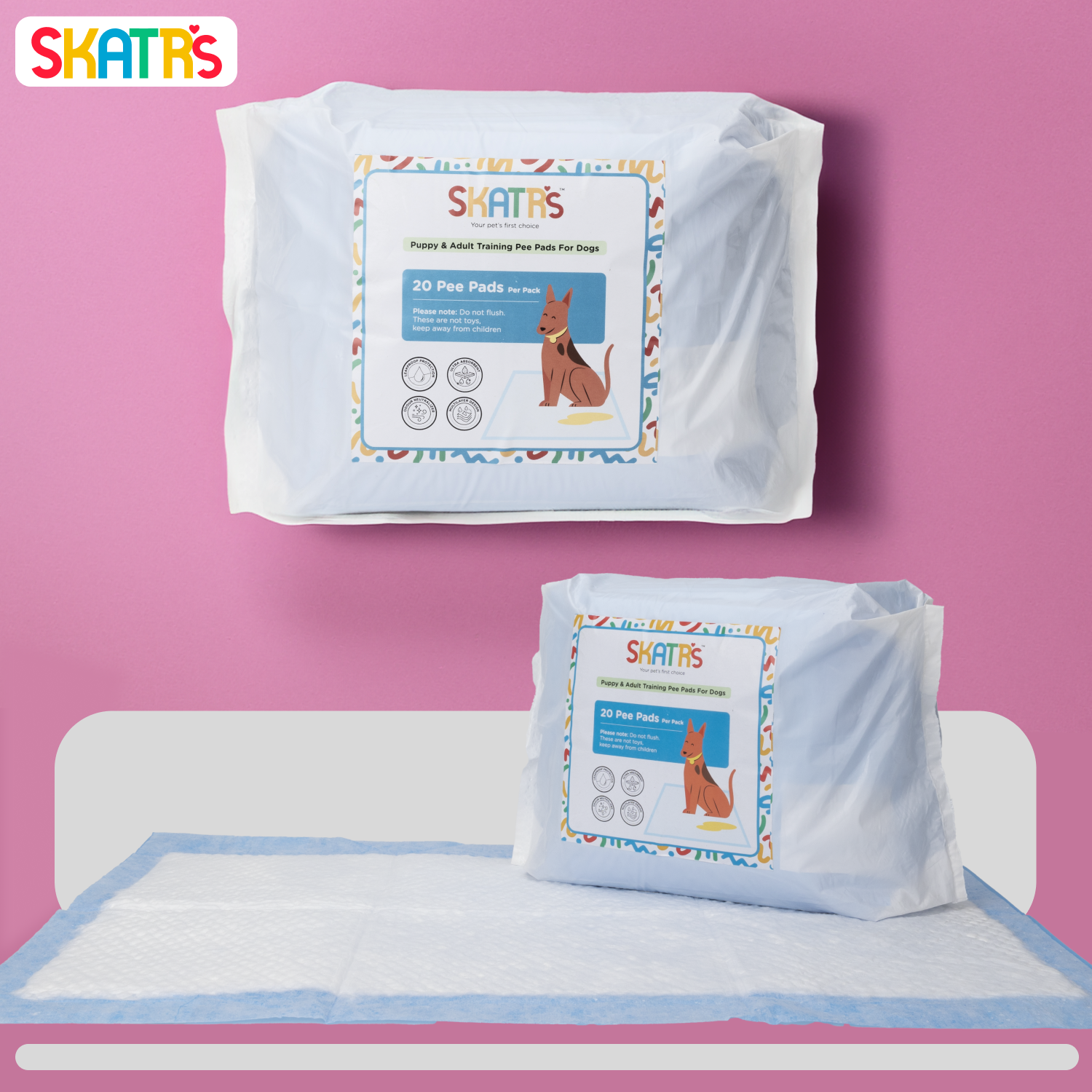 Skatrs Training Pee Pads for Dogs and Cats (45x60cm) Both-Health & Wellness Skatrs