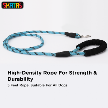 Skatrs Reflective Nylon Rope Leash for Dogs (Sky Blue)