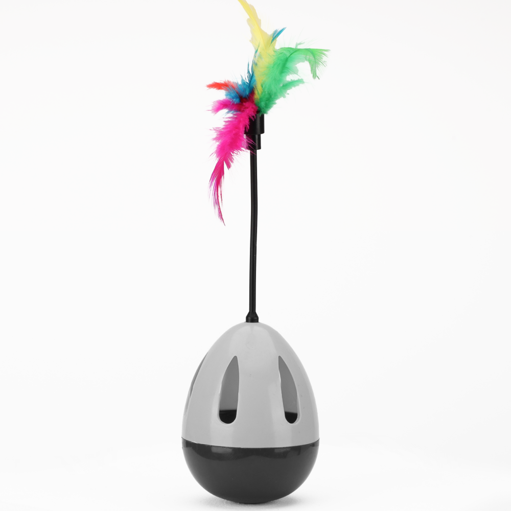 Skatrs Feather Interactive Tumbler Toy for Cats (Grey) Cats-Toys Skatrs 19cm