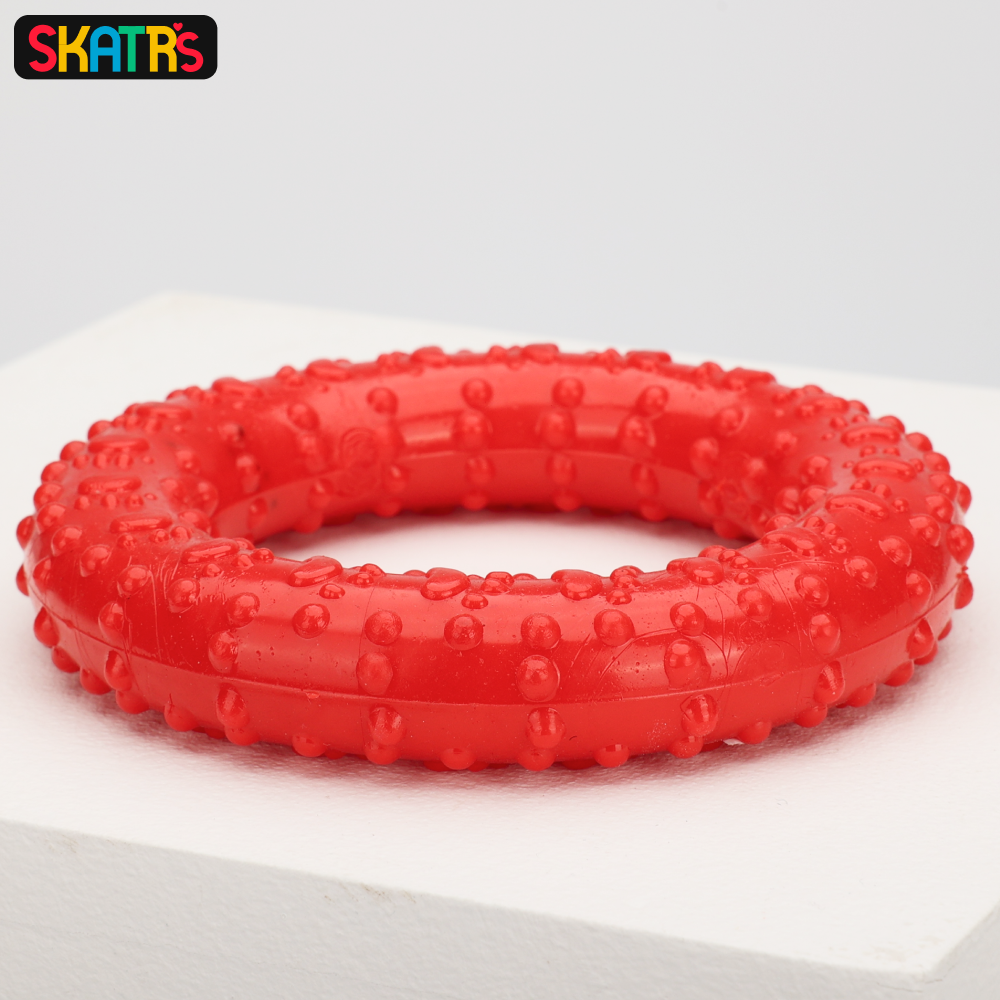 Skatrs Rubber Ring Toy for Dogs (Red)