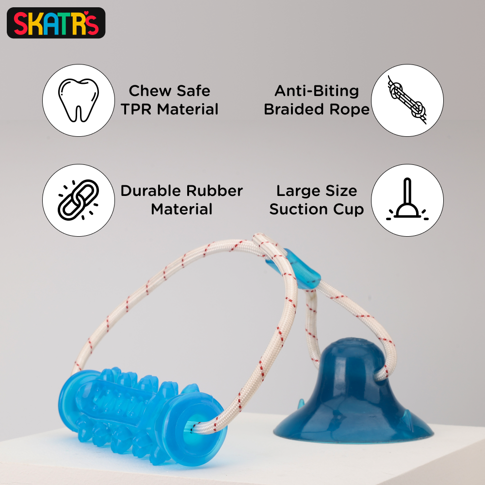 Skatrs Interactive Vacuum Pull and Bite Toy for Dogs (Blue)