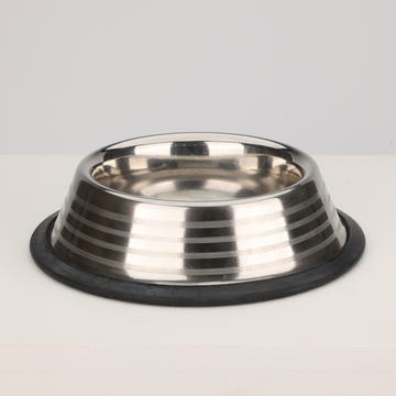 Skatrs Anti Skid Stainless Steel Striped Bowl and Stainless Steel Striped Bowl for Dogs and Cats Combo