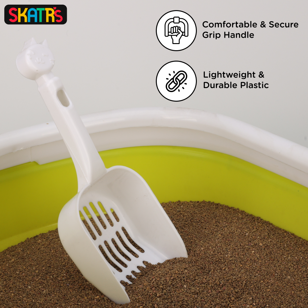 Skatrs Litter Scooper for Cats (White) Litter Supplies Skatrs