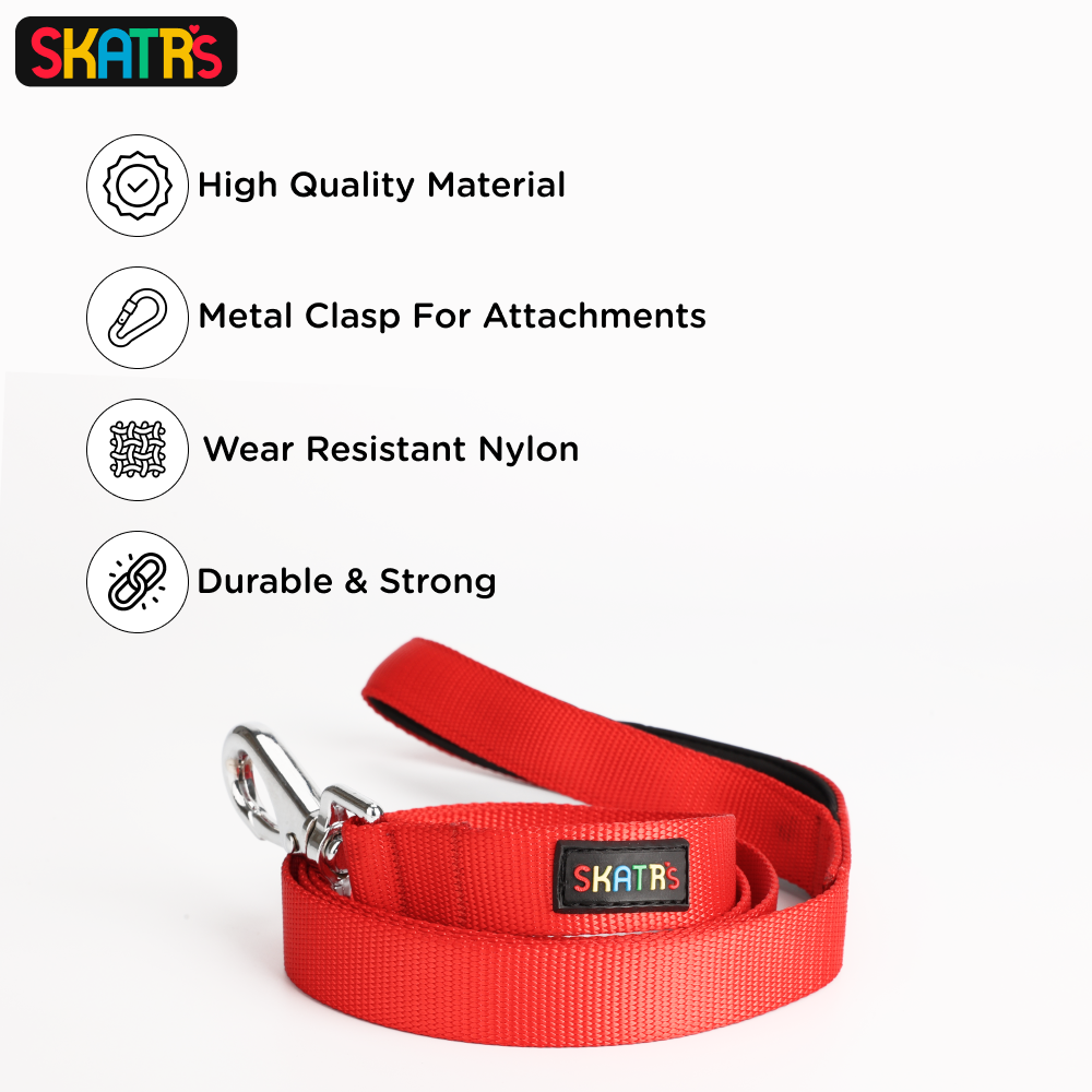 Skatrs Premium Leash for Dogs and Cats (Red)