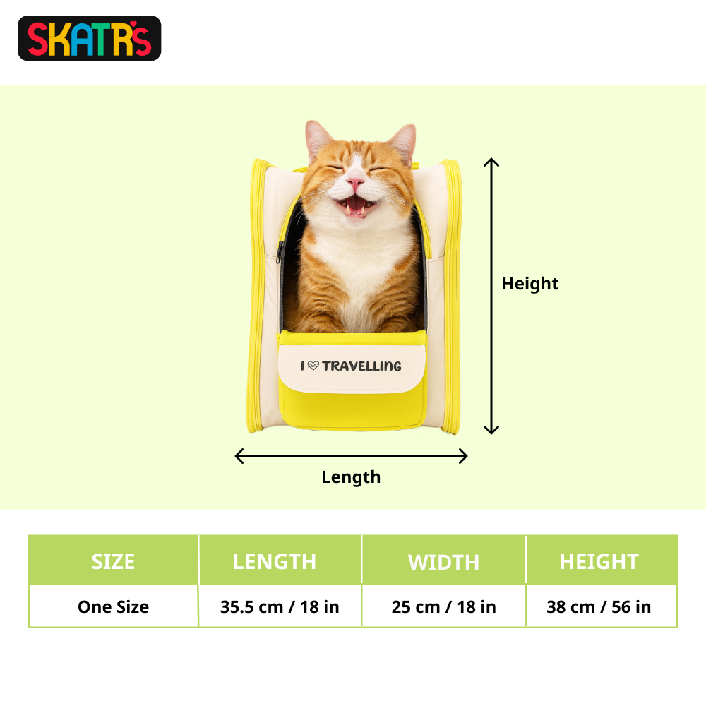 Skatrs Carrier Backpack with Front Pocket for Cats (Yellow) Cats-Bedding, Mats & Travel Supplies Skatrs