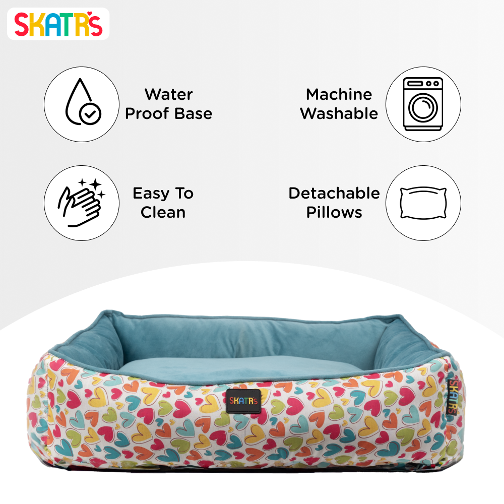 Skatrs Cozy Love Printed Lounge Bed for Dogs and Cats