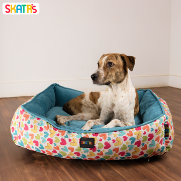 Skatrs Cozy Love Printed Lounge Bed for Dogs and Cats