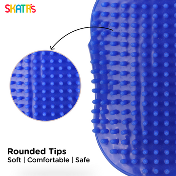 Skatrs Rubber Bristles Massage Hand Brush Comb for Dogs & Cats (Blue)