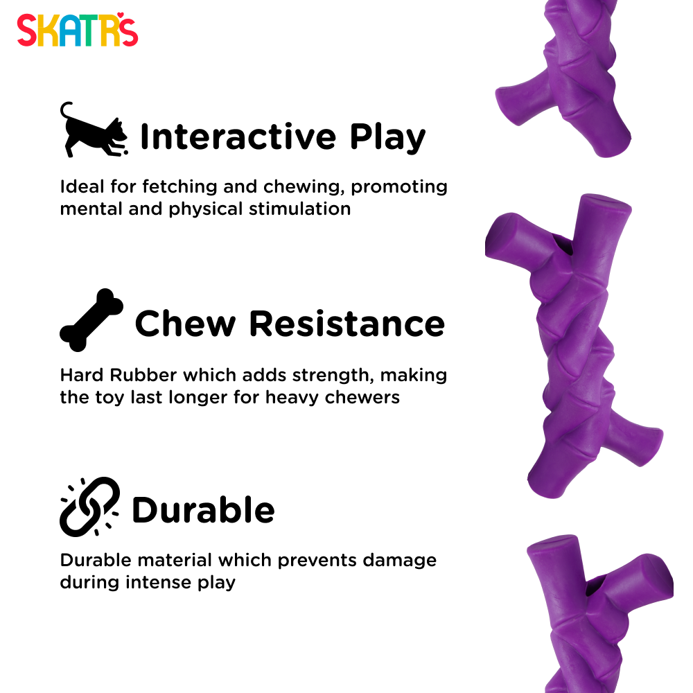 Skatrs Rubber Twisted Bone Toy for Dogs (Purple)