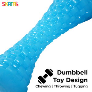 Skatrs Latex Dumbell Toy for Dogs (Blue)