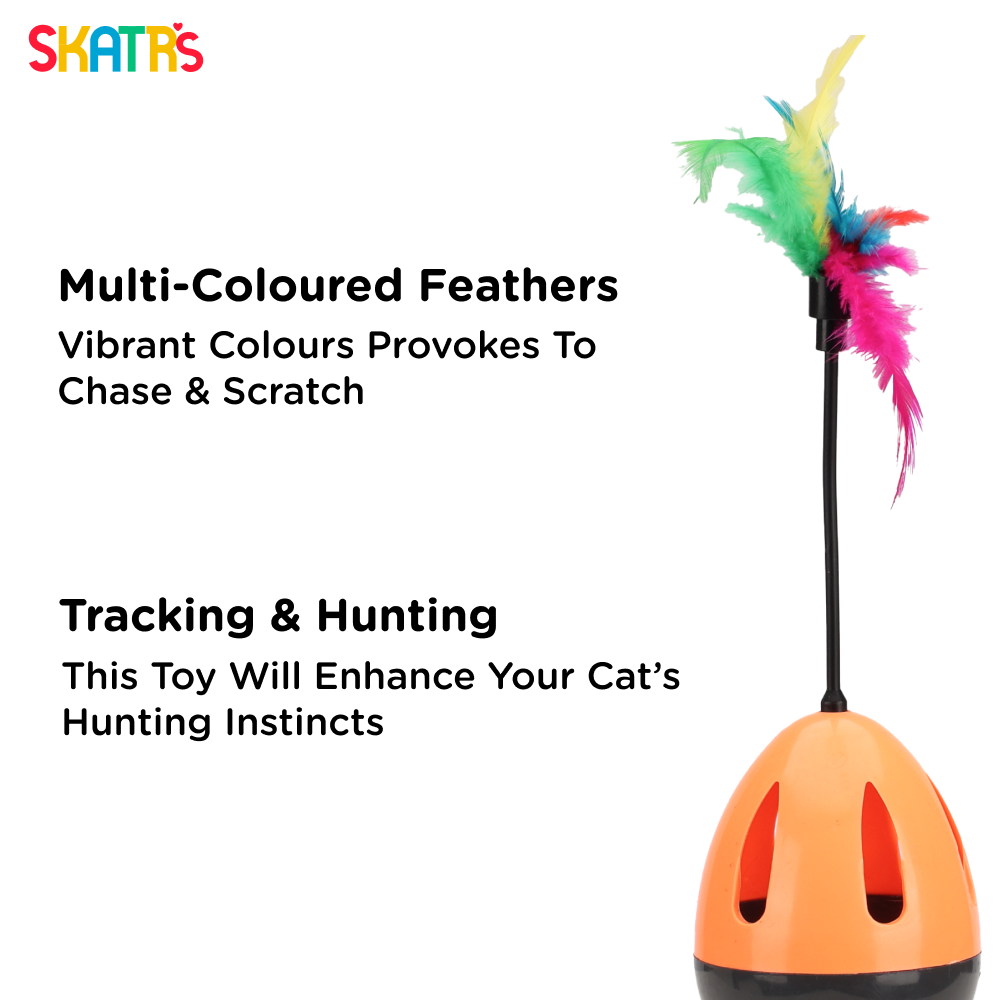 Skatrs Feather Interactive Tumbler Toy for Cats (Orange)