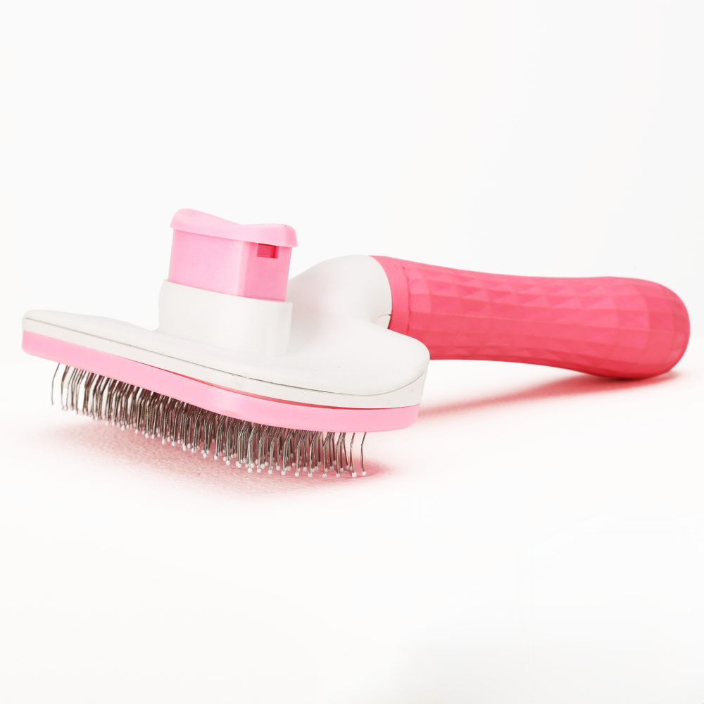 Skatrs Self Clean Slicker Brush with Metal Bristles for Dogs and Cats (Pink) Both-Grooming Supplies Skatrs Pack of 1