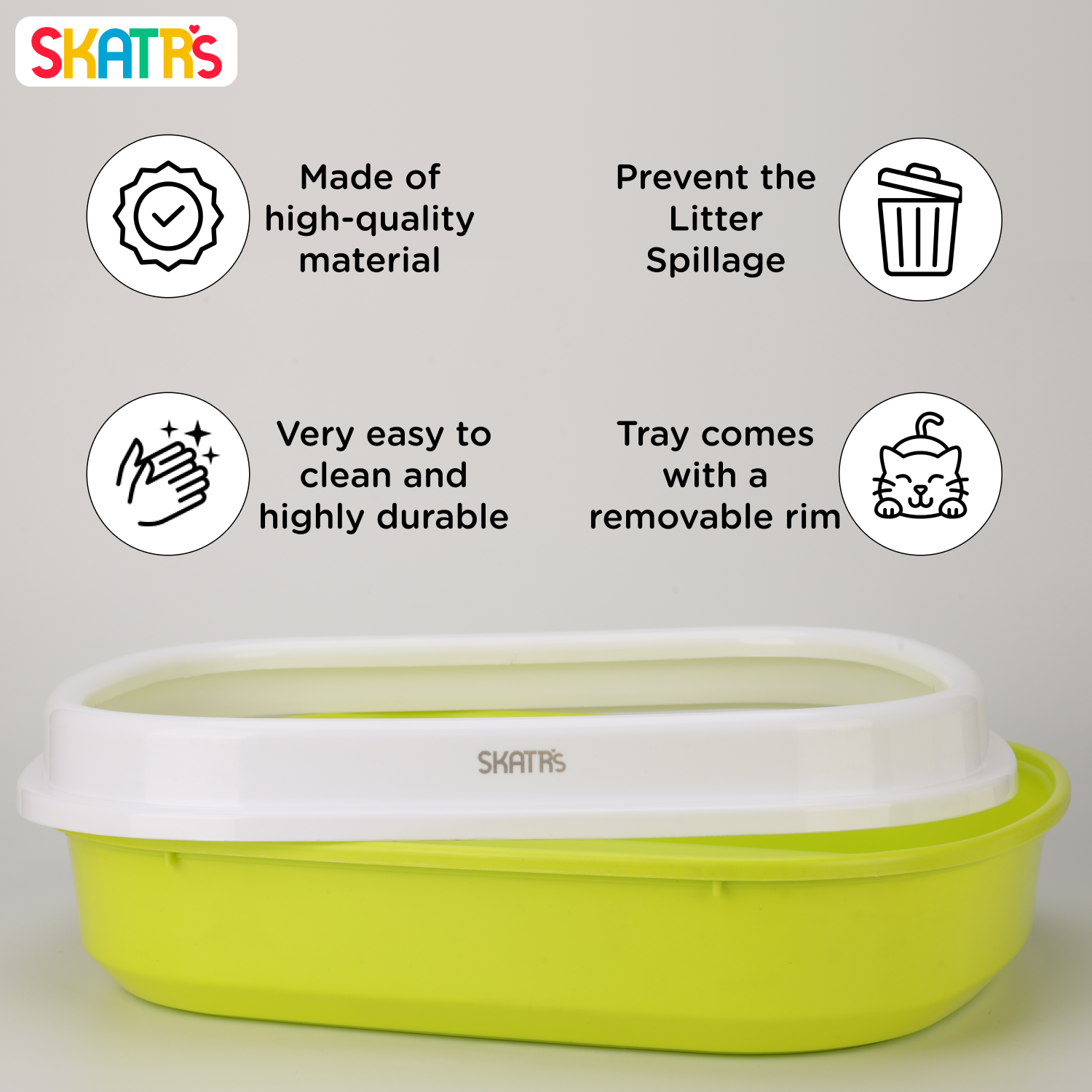 Skatrs Litter Tray for Cats (Green) Litter Supplies Skatrs