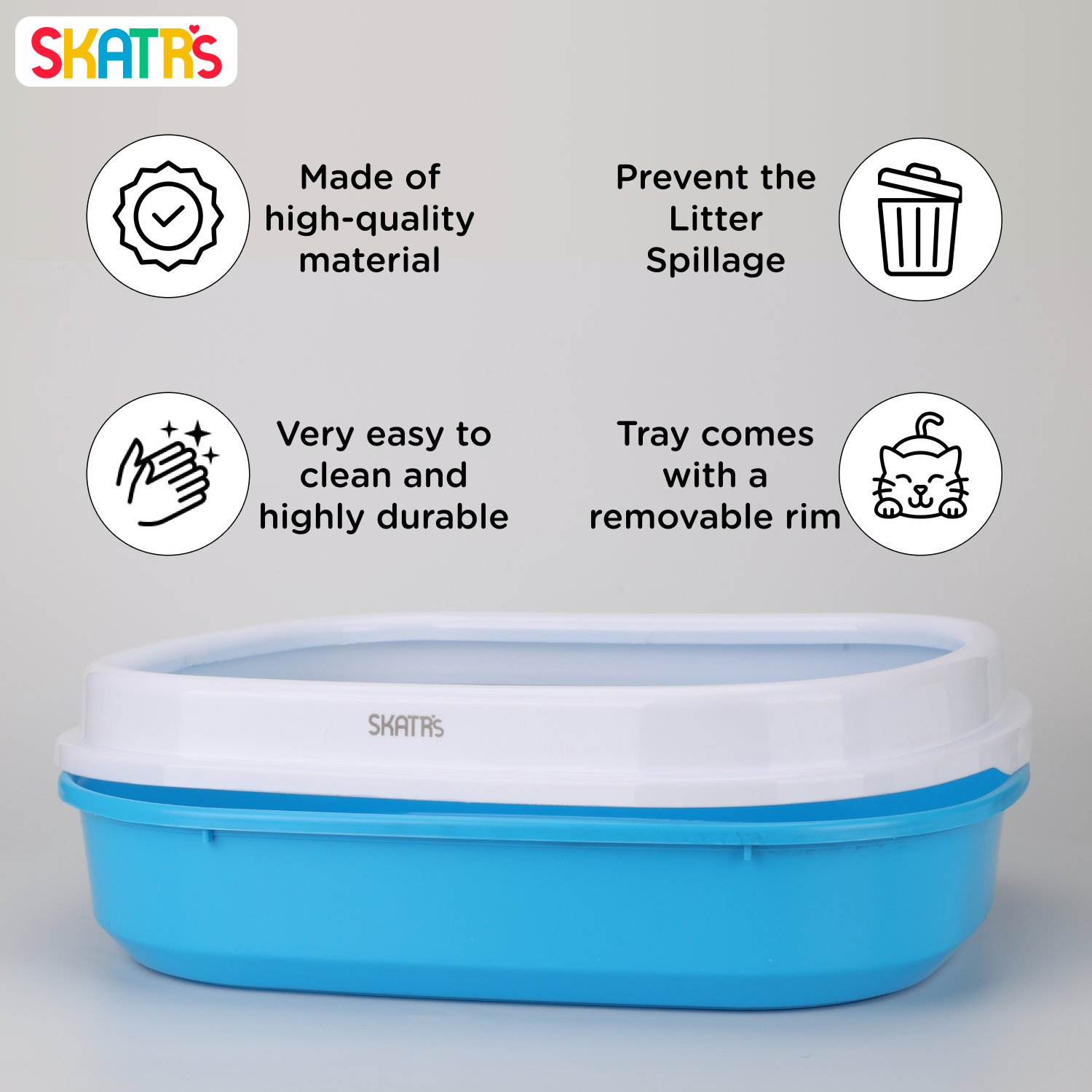 Skatrs Litter Tray for Cats (Blue) Litter Supplies Skatrs