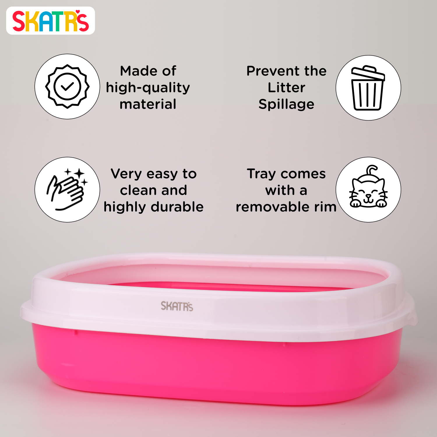 Skatrs Litter Tray for Cats (Pink) Litter Supplies Skatrs