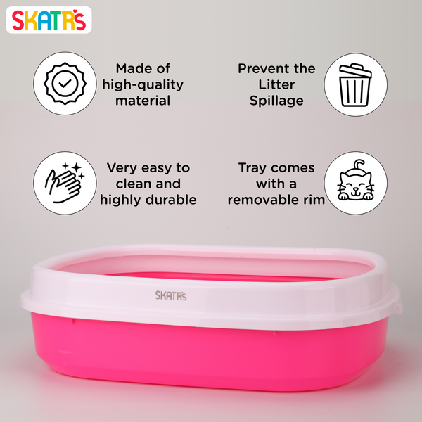 Scoopy Lavender Scented Natural Indian Brown Sand Litter & Skatrs Pink Litter Tray Cat Combo