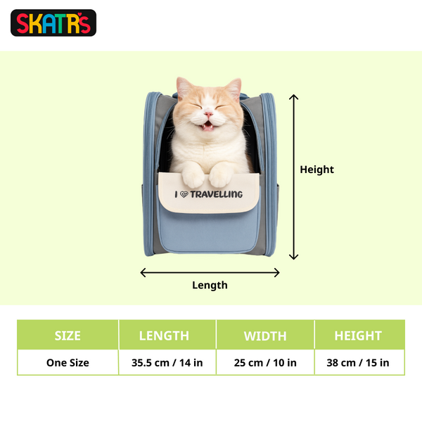 Skatrs Carrier Backpack with Front Pocket for Cats (Grey)