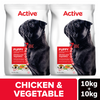 Active Chicken and Vegetables Puppy Dog Dry Food Dogs- Dry Food Active 10kg+10kg