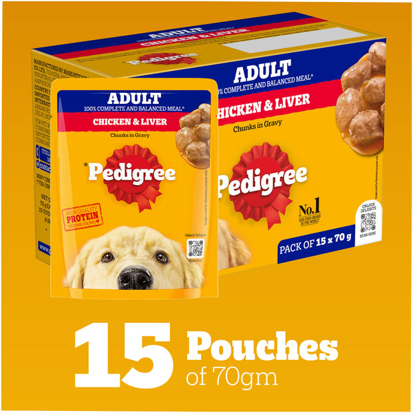 Pedigree Chicken and Liver Chunks in Gravy Adult Dog Wet Food (70g)