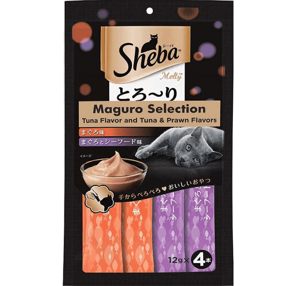 Sheba Chicken & Chicken Whitefish Sasami and Tuna Flavor and Tuna & Prawn Maguro Selection Melty Premium Cat Treats Combo