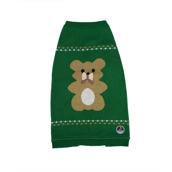 Petsnugs Cute Teddy Bear Design Sweater for Dogs (Green)