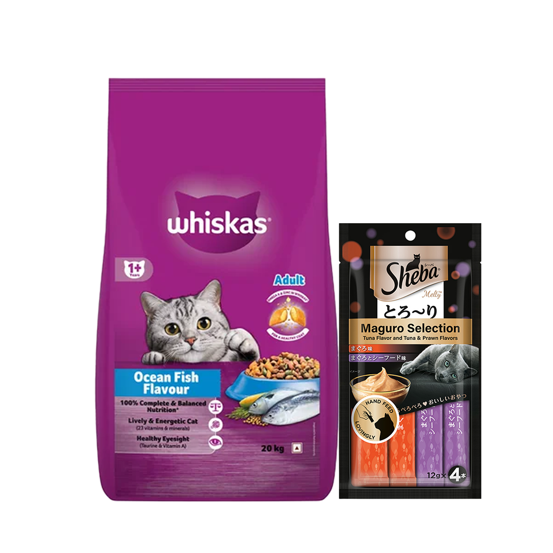 Whiskas Ocean Fish Flavour Adult Cat Dry Food Cats- Dry food Whiskas 20kg+48g Treat Free
