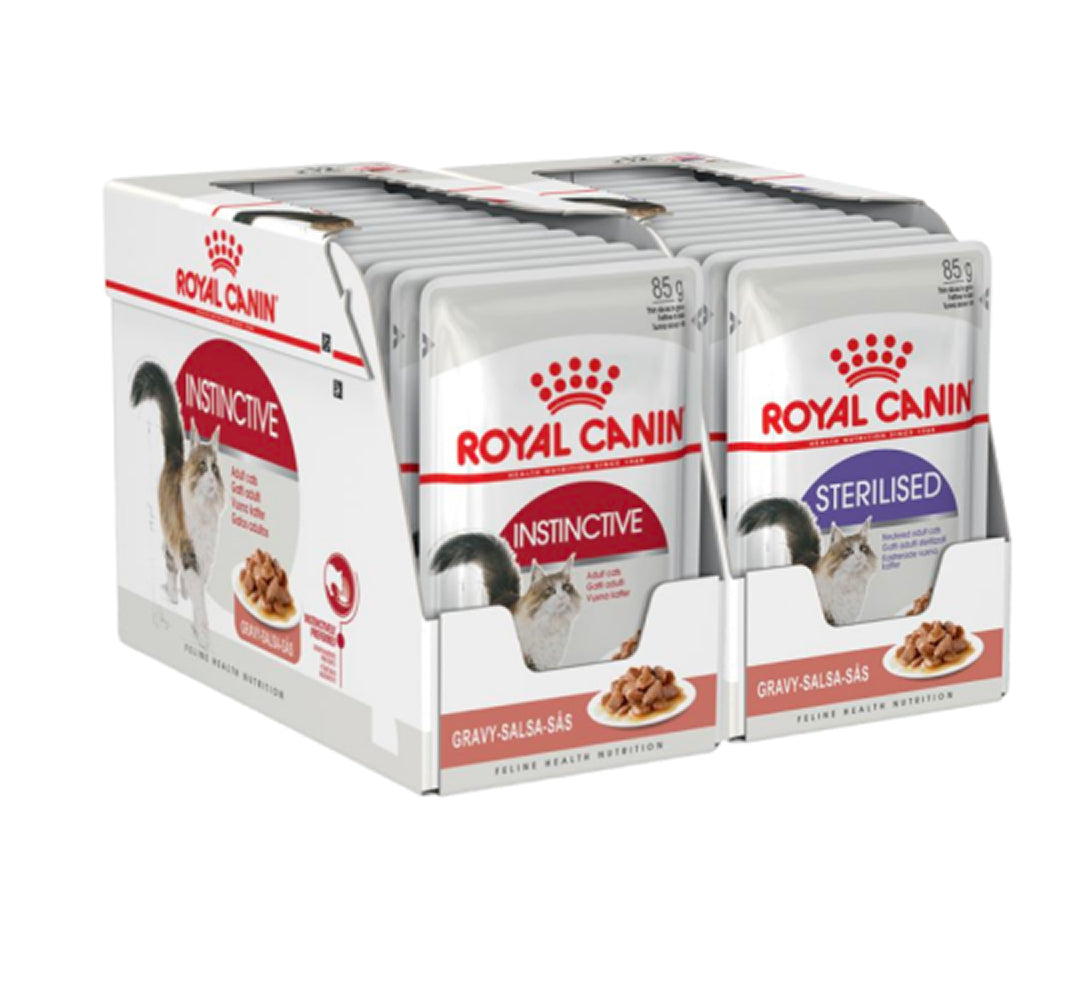 Royal Canin Instinctive and Sterilised/Neutered Gravy Adult Cat Wet Food Combo Cats-Wet Food Royal Canin 24x85g