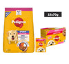 Pedigree Puppy Dog Food Combo |Chicken & Milk Dry & Chicken & Liver Wet Dogs- Dry Food Pedigree 10kg+15x70g
