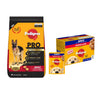 Pedigree PRO Active Adult Large Breed Dry Food, Pedigree Chicken Liver Gravy Dogs Wet Food Combo Exclusive Combo Exclusive Combo 20kg+15x70g