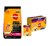 Pedigree PRO Large Breed Puppy Dry Food, Pedigree Chicken Liver Gravy Adult Dog Wet Food Combo Exclusive Combo Exclusive Combo 10kg+15x70g