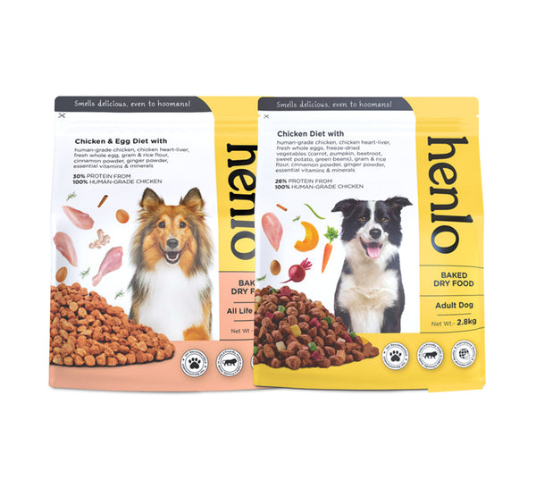 Henlo Chicken & Vegetable and Chicken & Egg Baked Dry Food for Adult Dogs Combo