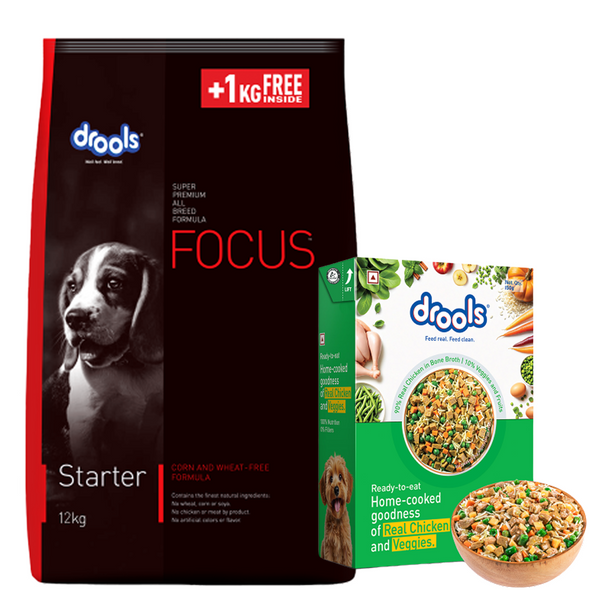 Drools Focus Super Premium Starter Dog Dry Food | Corn & Wheat Free Formula