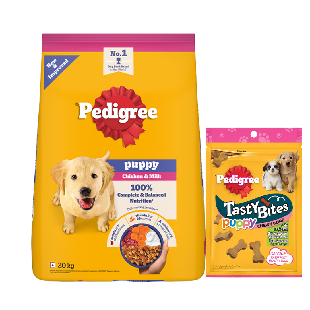 Pedigree Chicken and Milk Puppy Dog Dry Food Dogs- Dry Food Pedigree 20kg+50g Treat Free