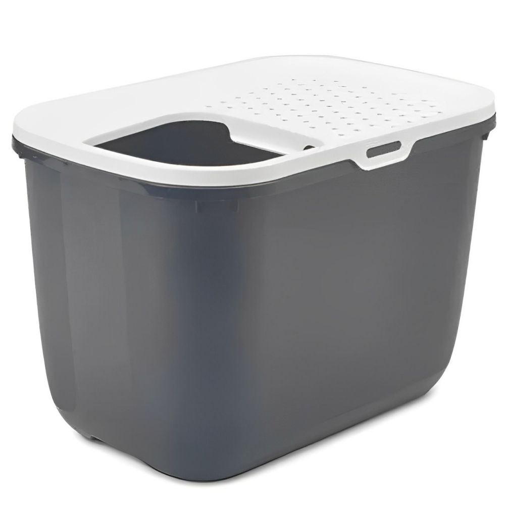 Savic Hop In Modern Litter Tray Box for Cats (Anthracite) Litter Supplies Savic Dropship 23x15x15in