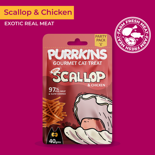 Purrkins Scallop & Chicken Soft Jerky Cat Treats