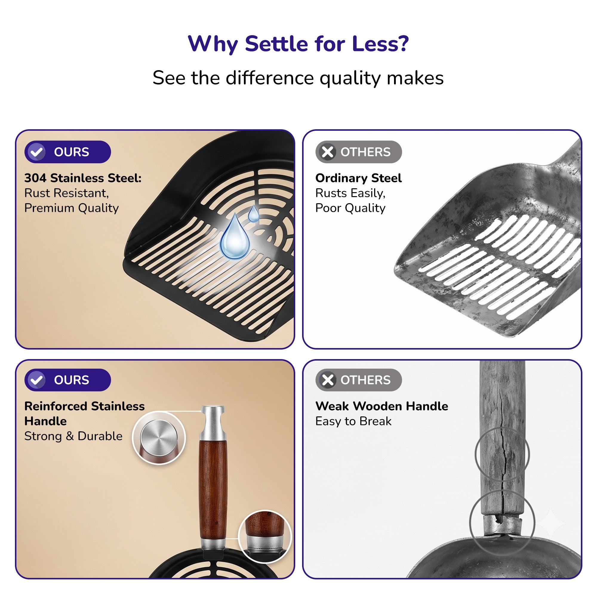 Petverse Stainless Steel Line Pattern Scooper for Cats Litter Supplies Petverse Dropship