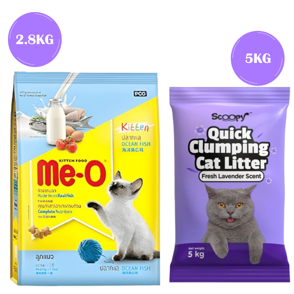 Me O Ocean Fish Kitten Cat Dry Food Cats- Dry food Me O 2.8kg+5kg Scoopy Litter