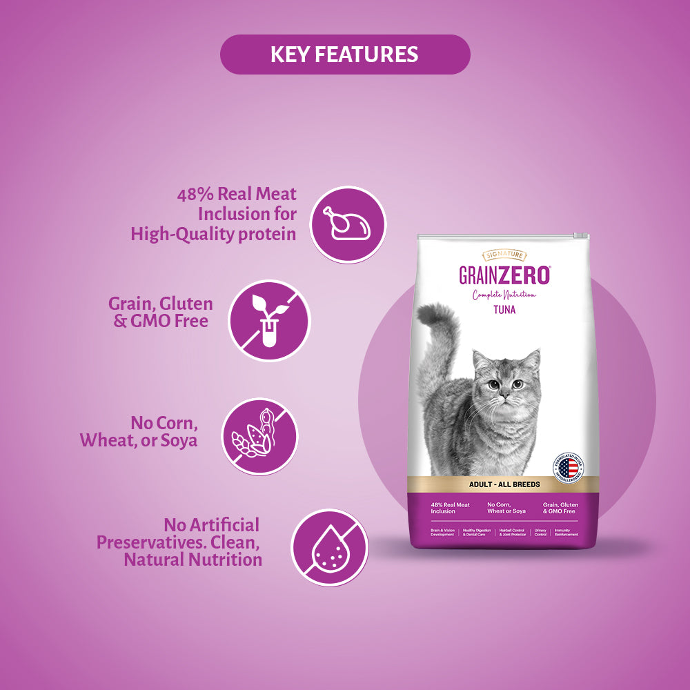 Signature Grain Zero Tuna Adult Cat Dry Food For All Breed Cats- Dry food Signature