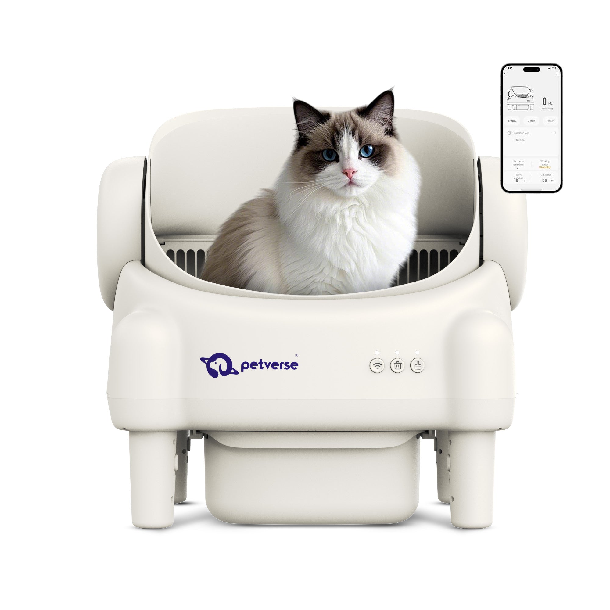 Petverse Automatic Open Top Self Cleaning Litter Box for Cats (White) Litter Supplies Petverse Dropship 55x51x54cm