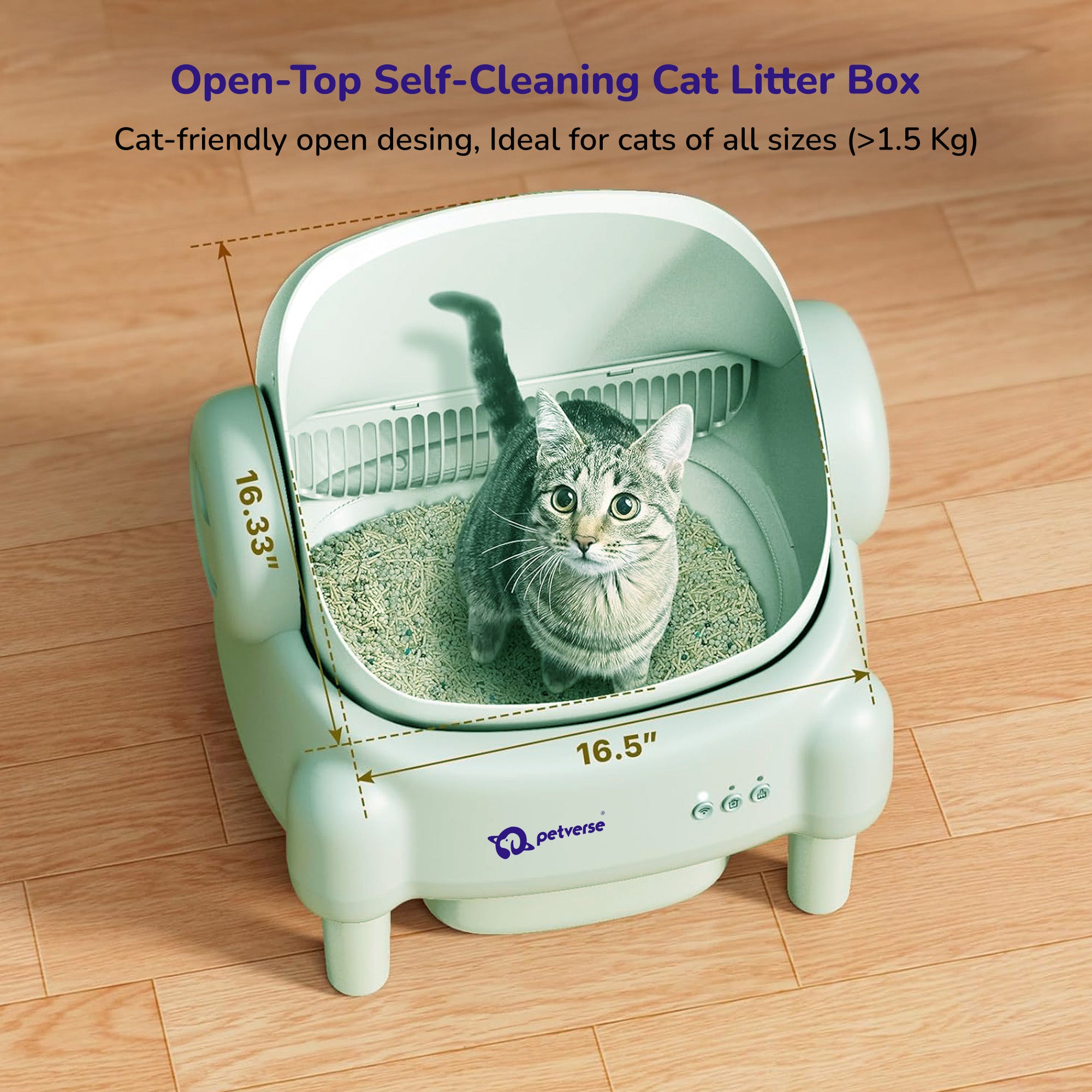 Petverse Automatic Open Top Self Cleaning Litter Box for Cats (White) Litter Supplies Petverse Dropship