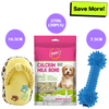 Pet Vogue Bone Shaped Rubber Chew Toy, Sandal Shaped Yellow Plush Toy & Gnawlers Calcium Milk Bone Dog Treats Combo for Dogs Exclusive Combo Exclusive Combo Pack of 3