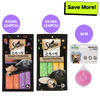Sheba Tuna & Prawn Maguro Treats, Chicken Whitefish Sasami Melty Treats and Basil Squeaky Rubber Ball Toy for Dogs and Cats Combo Exclusive Combo Exclusive Combo Pack of 3