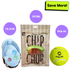 Chip Chops Chicken Tenders Dog Treats, Pet Vogue Blue Sandal Shaped Plush Toy & Goofy Tails Green Sport Tennis Ball Toy Combo for Dogs Exclusive Combo Exclusive Combo Pack of 3