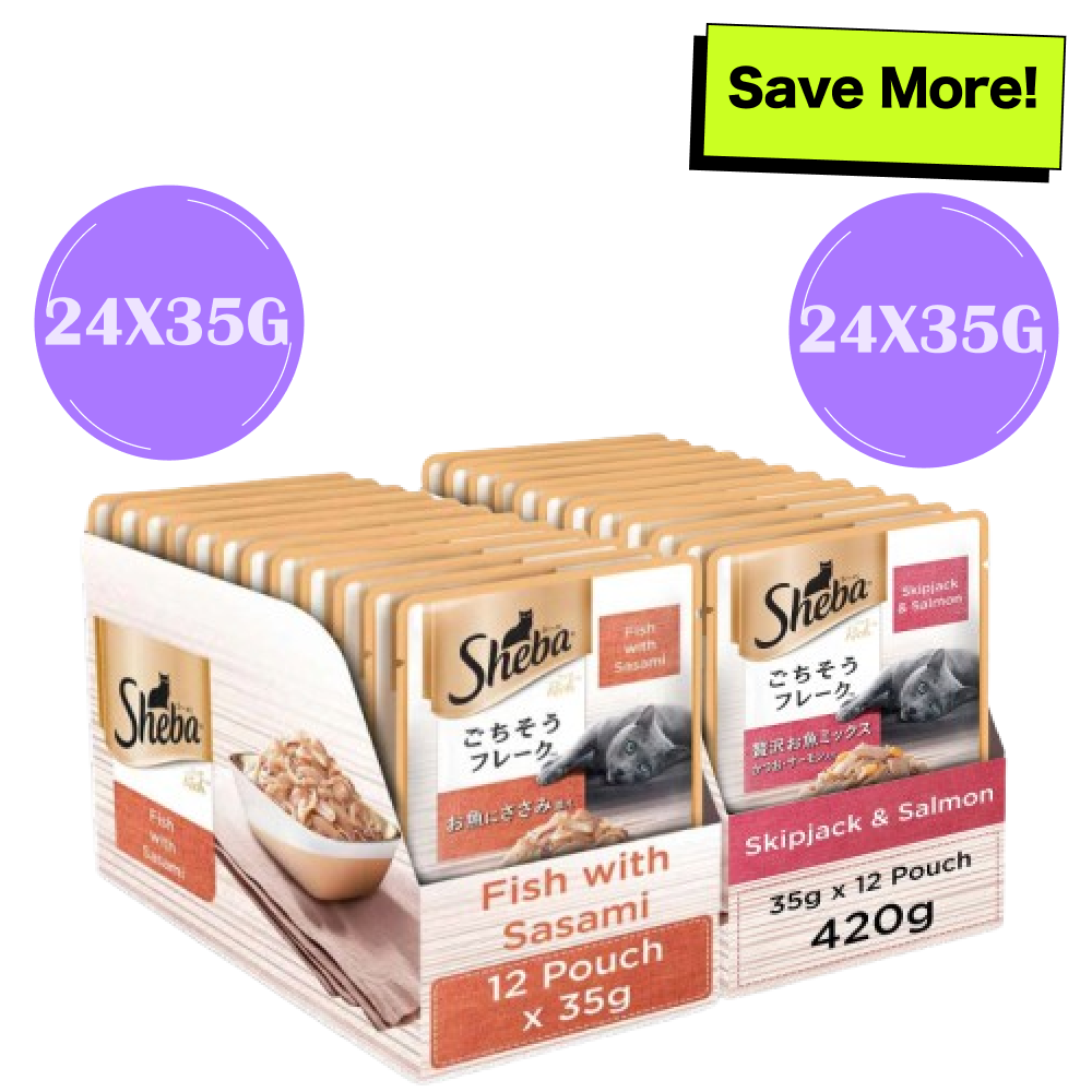 Sheba Fish with Sasami and Skipjack & Salmon Fish Mix Cat Wet Food Combo