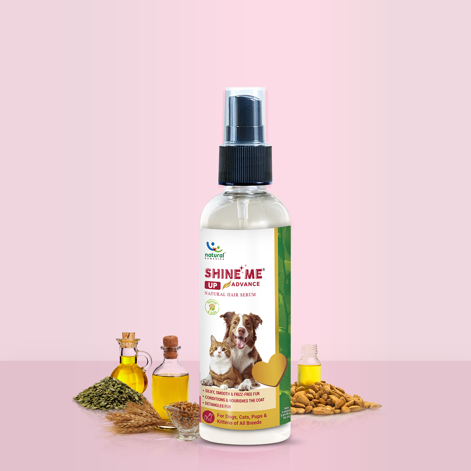 Natural Remedies Shine Me Up Advanced Hair Serum for Dogs and Cats Both-Grooming Supplies Natural Remedies 90mL
