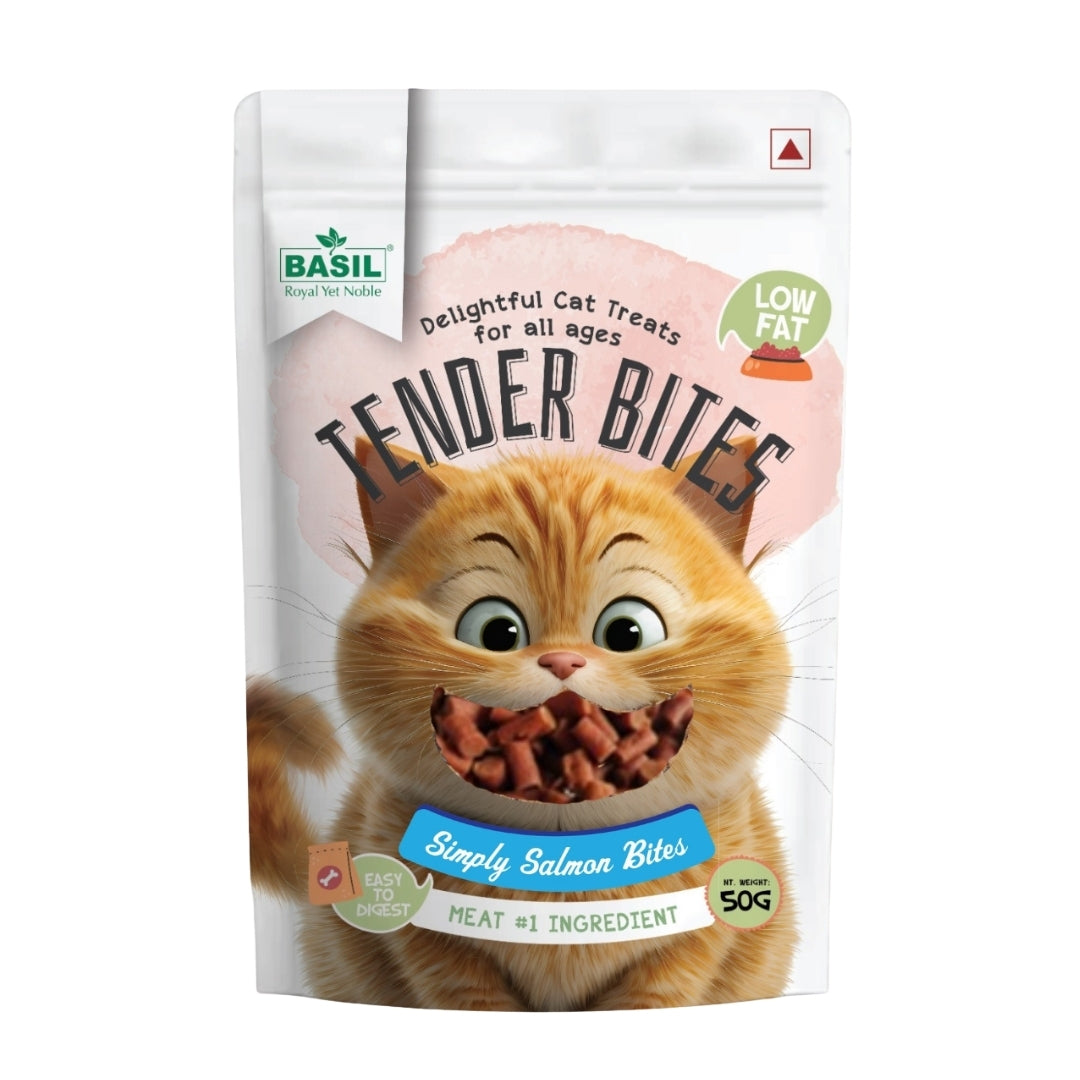 Basil Tender Bites Simply Salmon Cat Treats Cats-Treats & Others Basil 50g