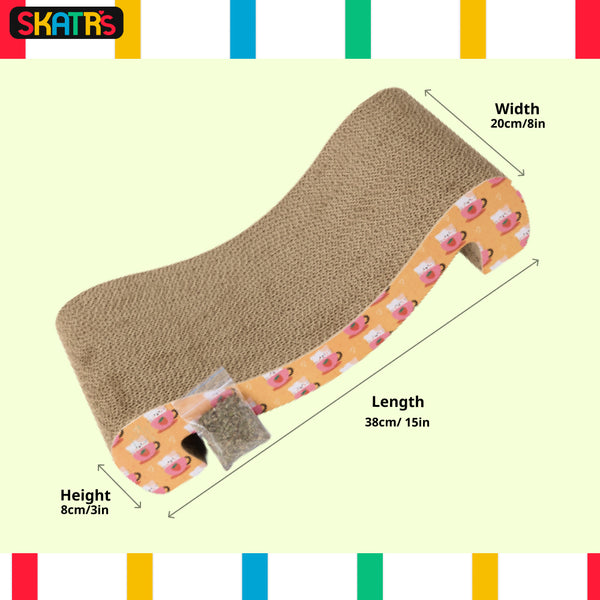 Skatrs Scratch to Purrfection Cat Scratcher with 2g Premium Catnip Free