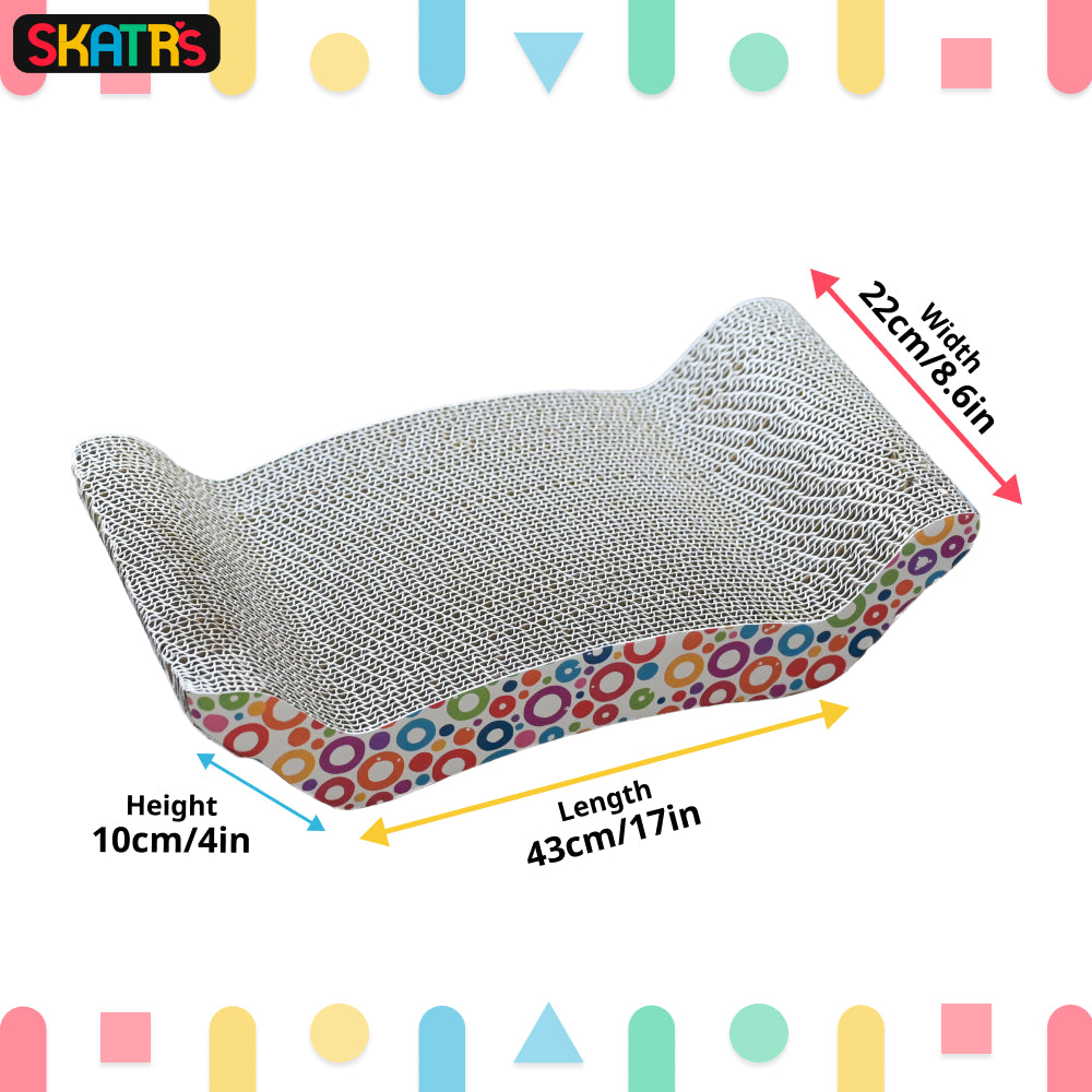 Skatrs Whisker Wonder Corrugated Cardboard Cat Scratcher with 2g Premium Catnip Free Cats-Toys Skatrs