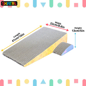 Skatrs Say Cheese Corrugated Cardboard Scratcher Pad Toy with Catnip for Cats (Length 41cm)